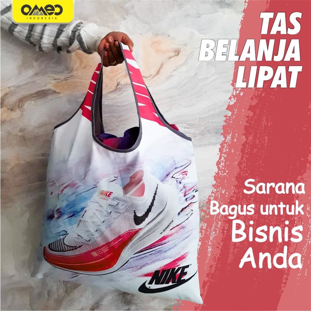 OMEO Tas Belanja  Lipat Shopping Bag Custom Design Size Big Cetak 1 Sisi