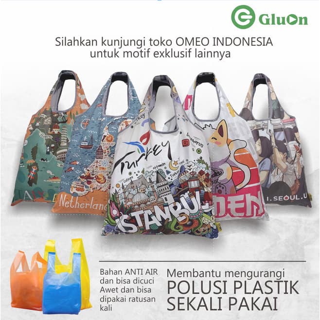 OMEO Tas Belanja Lipat Shopping Bag Custom Design Khusus Sample