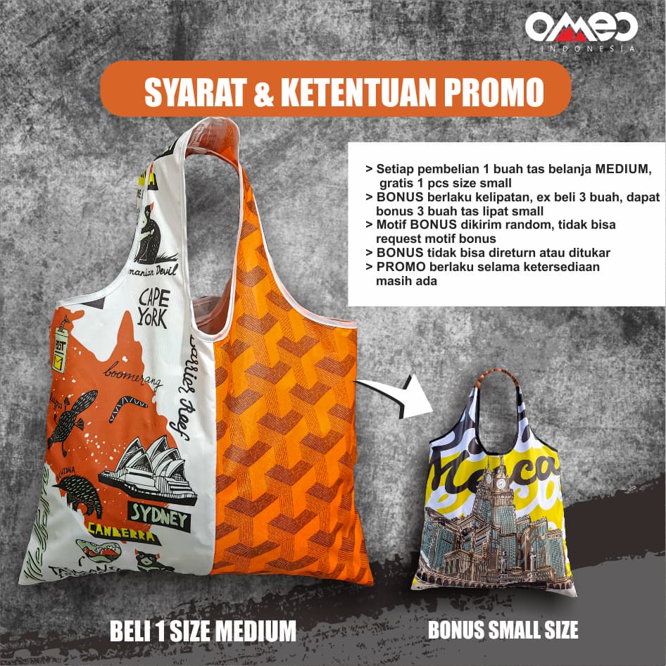 OMEO Tas Belanja Lipat Shopping Bag Jepang Tokyo Size Medium BM 103