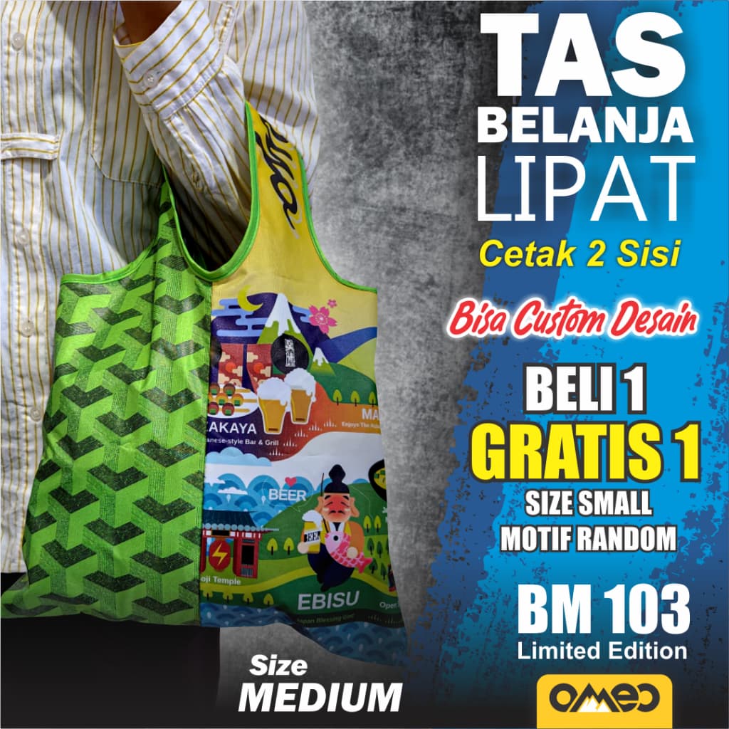 OMEO Tas Belanja Lipat Shopping Bag Jepang Tokyo Size Medium BM 103