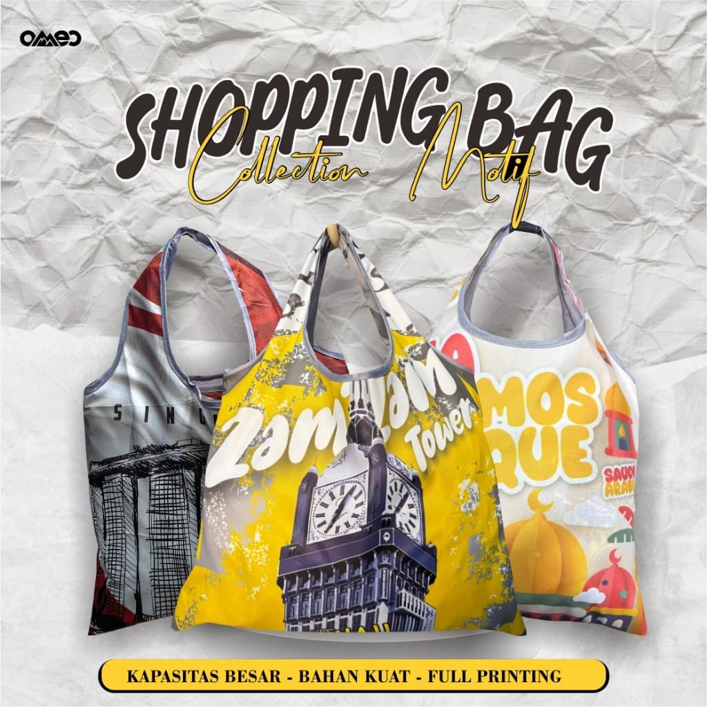 Tas Belanja Lipat Shopping Bag Oleh-Oleh Motif Defect (Cacat)