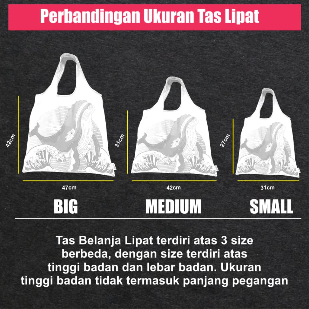 Tas Belanja Lipat Shopping Bag Oleh-Oleh Kondisi Motif Defect (Cacat) Ukuran SMALL