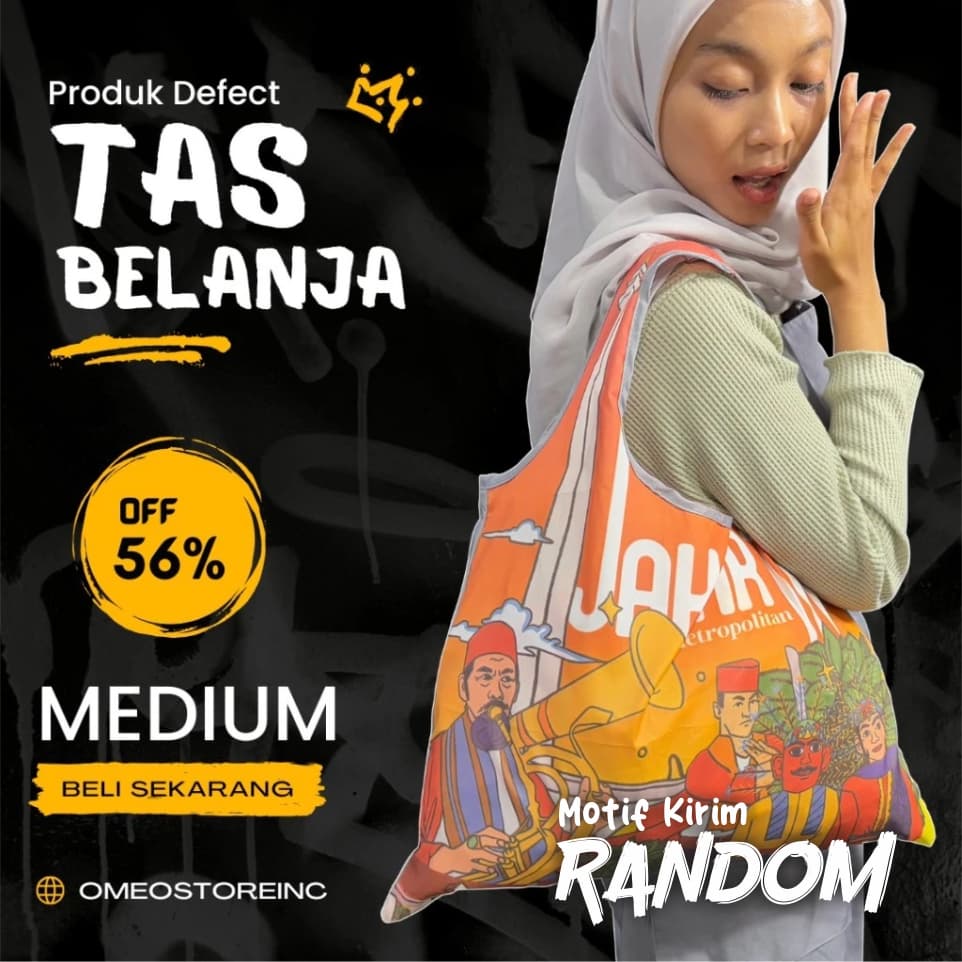 Tas Belanja Lipat Shopping Bag Oleh-Oleh Kondisi Motif Defect (Cacat) Ukuran MEDIUM