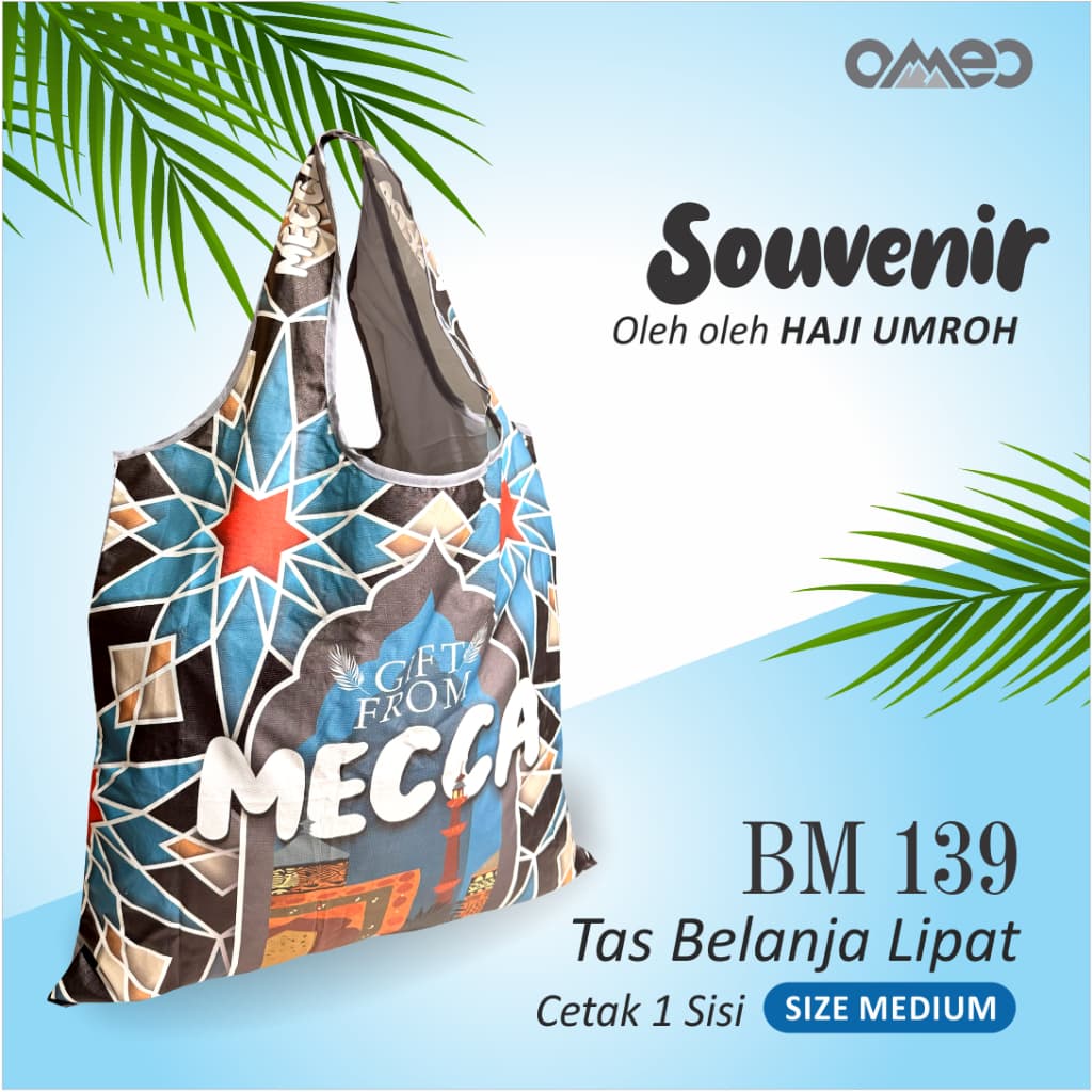 Oleh Oleh HAJI dan UMROH Souvenir Tas Belanja Lipat Size Medium BM 139