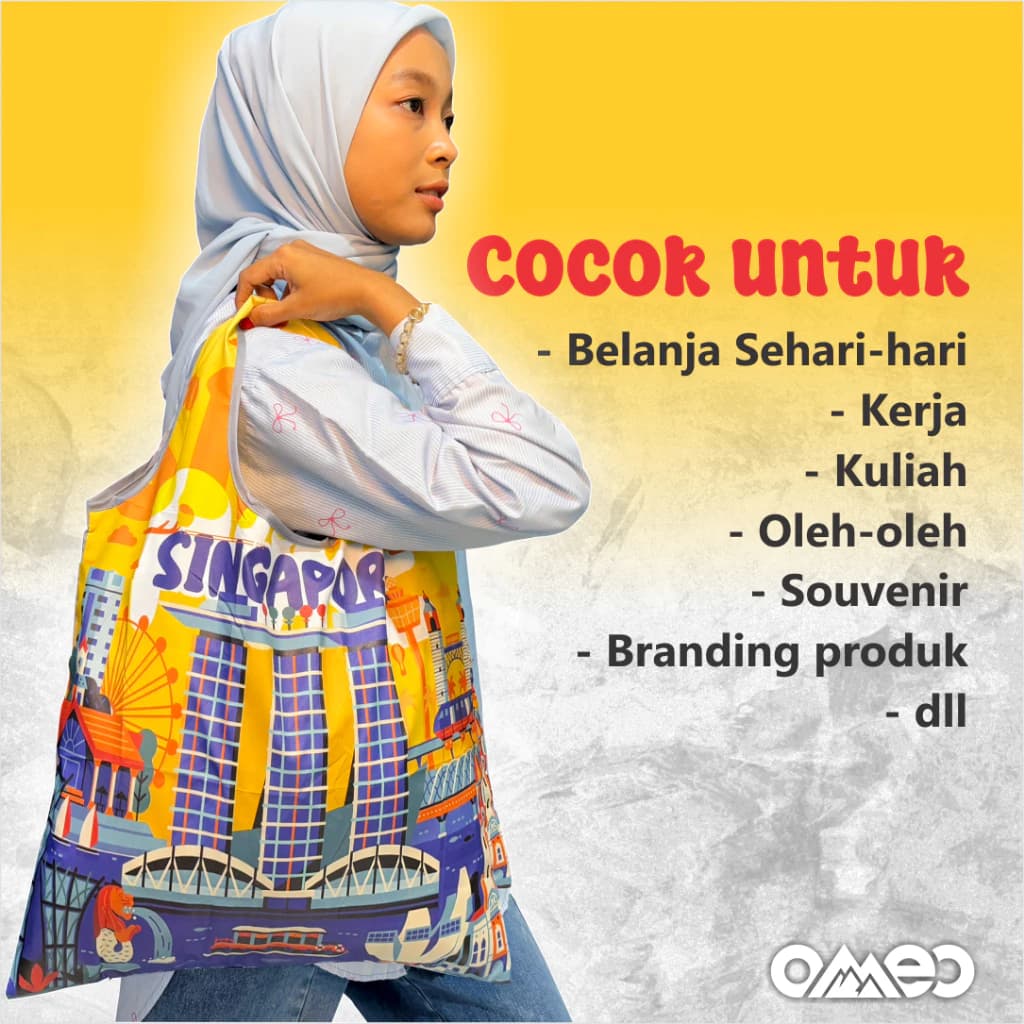 Shopping Bag Tas Belanja Totebag Lipat Medium Limited Edition OMEO SD 2