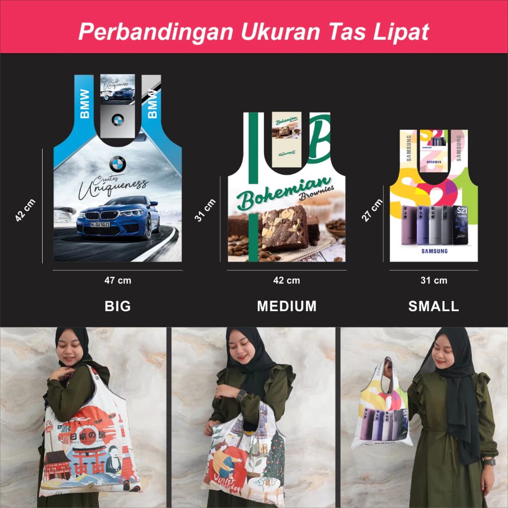 Shopping Bag Tas Belanja Totebag Lipat Medium Limited Edition OMEO SD 4