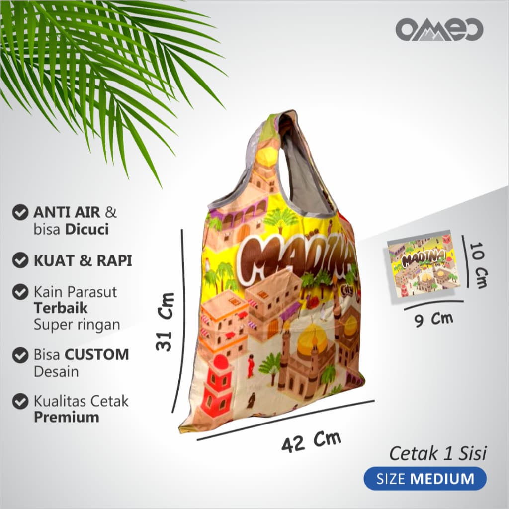 Oleh Oleh HAJI dan UMROH Souvenir Tas Belanja Lipat Size Medium BM 149