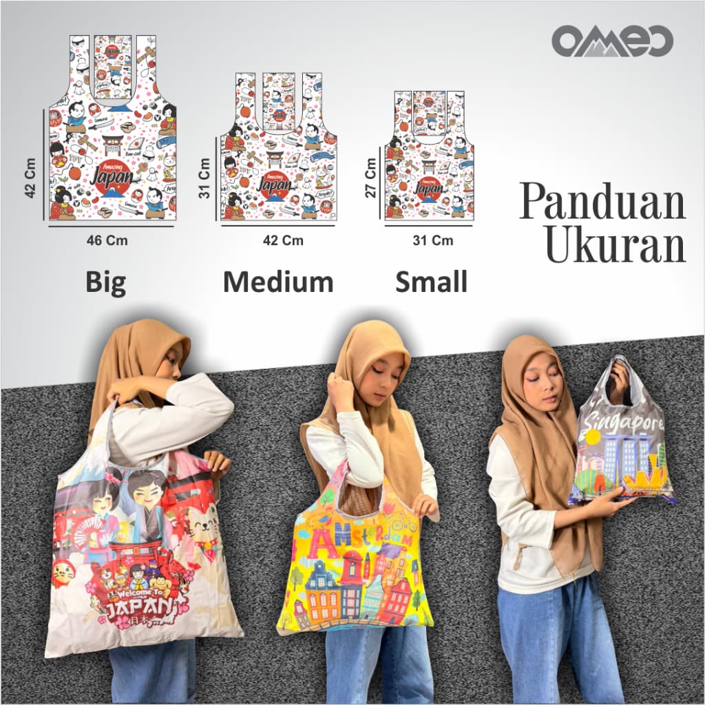 Tas Belanja Lipat Shopping Bag Oleh oleh JEPANG TOKYO Size SMALL