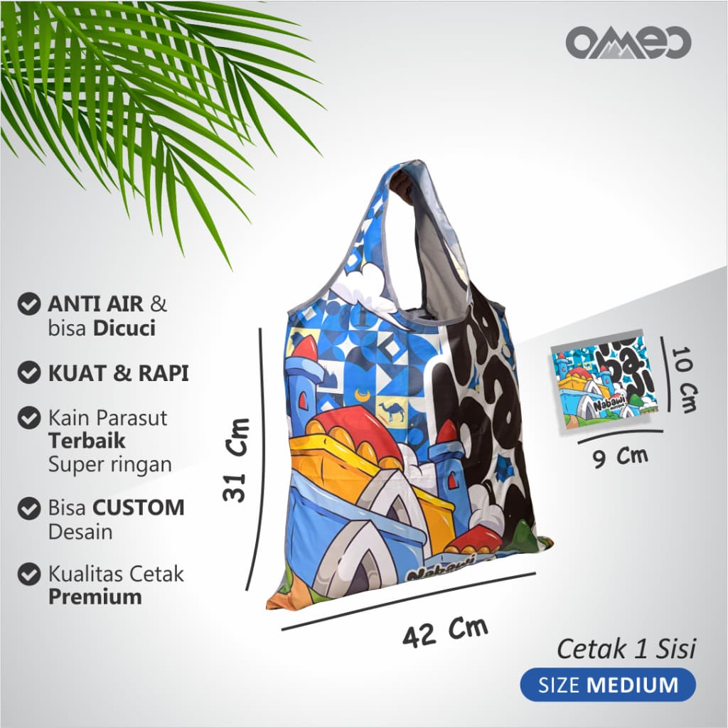 Oleh Oleh HAJI dan UMROH Souvenir Tas Belanja Lipat Size Medium BM 111