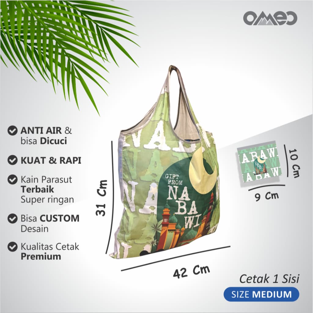 Oleh Oleh HAJI dan UMROH Souvenir Tas Belanja Lipat Size Medium BM 137