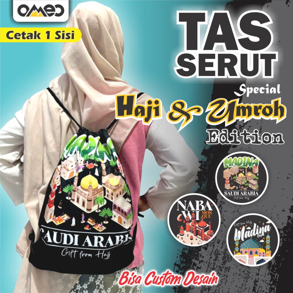 Tas Serut / String Bag Waterproof Oleh oleh HAJI UMROH OMEO