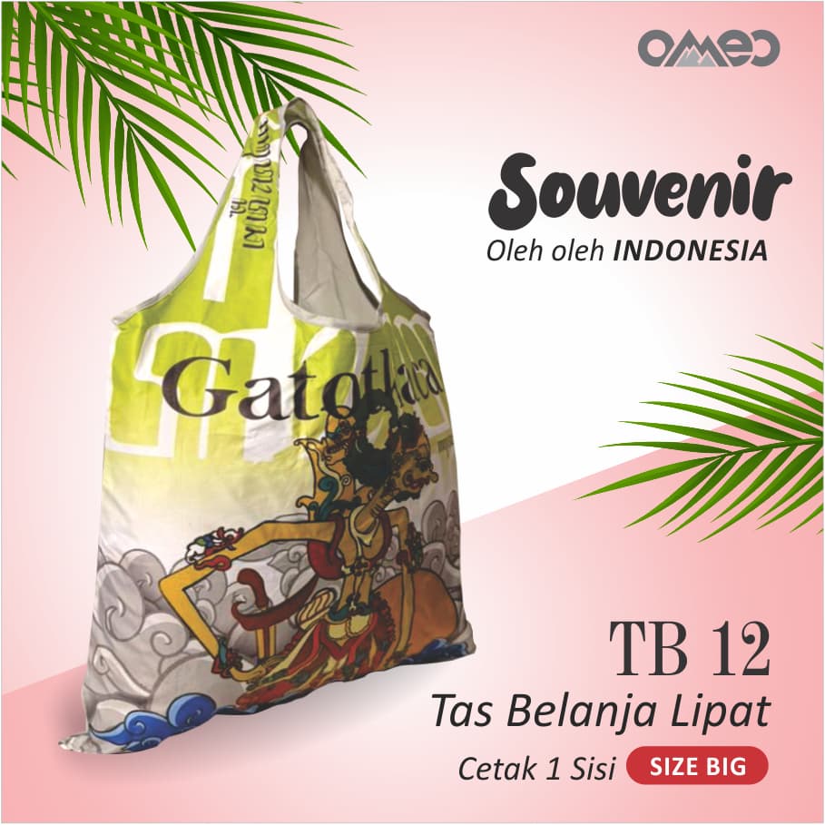 OMEO Tas Belanja Lipat Shopping Bag Motif Wayang Gatotkaca Size Big TB 12