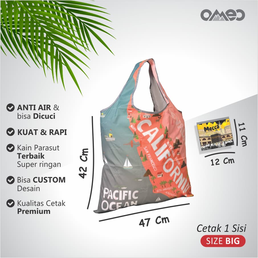 Tas Belanja Lipat Shopping Bag Oleh-oleh California Amerika Size Big TB 157