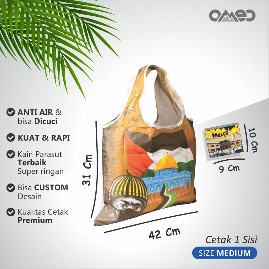Shopping Bag Lipat Tas Belanja Totebag Lipat Full Printing Waterproof PALESTINE TIMUR TENGAH Medium Limited OMEO BM  133