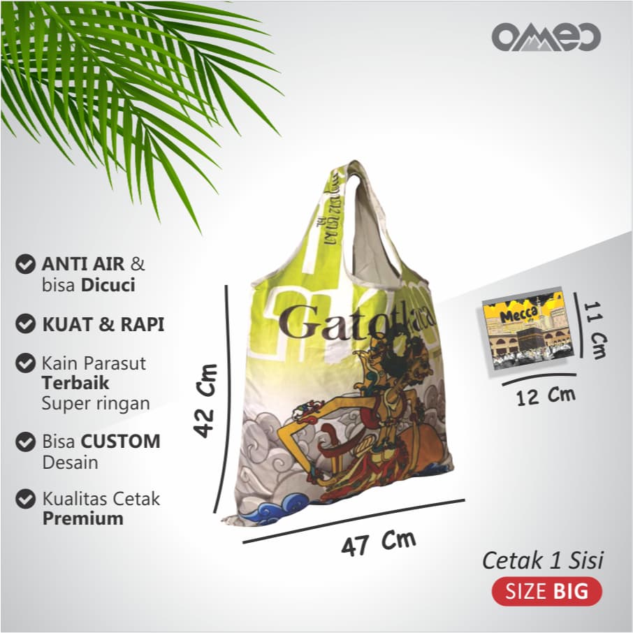 OMEO Tas Belanja Lipat Shopping Bag Motif Wayang Gatotkaca Size Big TB 12