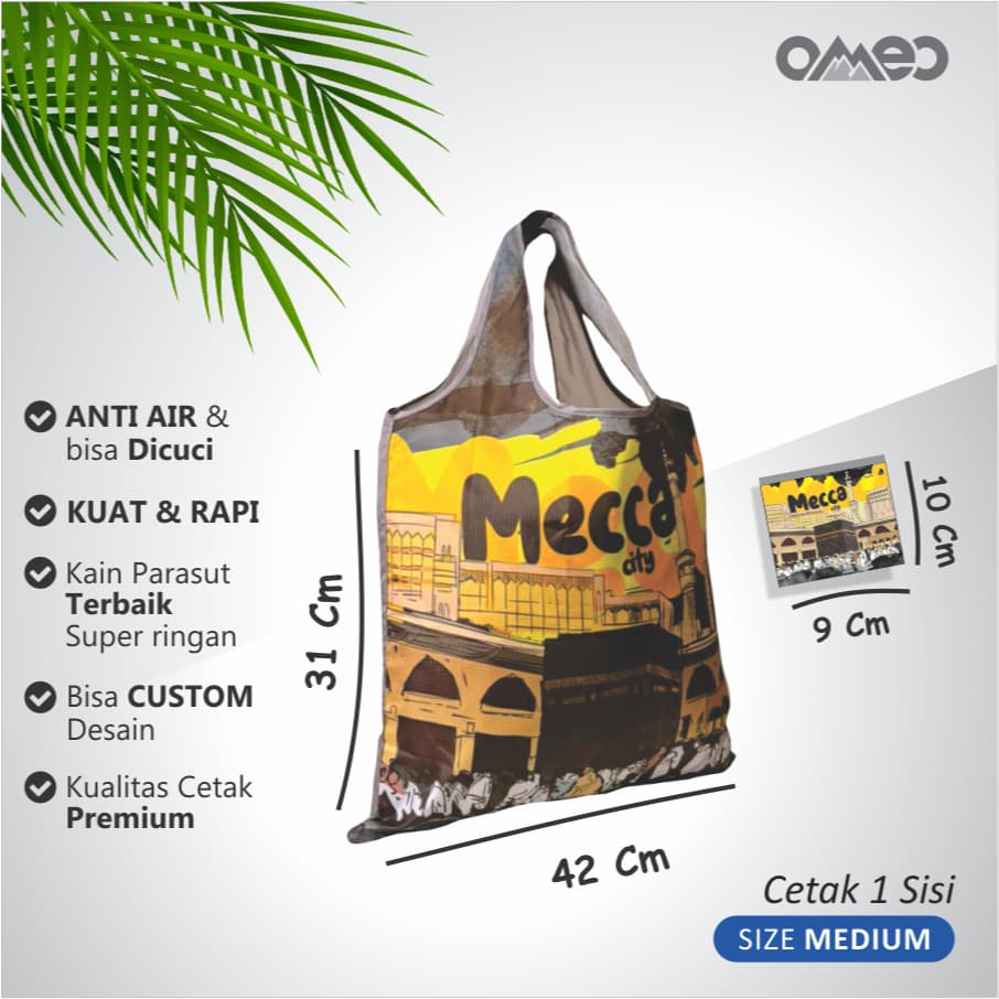 Oleh Oleh HAJI dan UMROH Souvenir Tas Belanja Lipat Size Medium BM 107