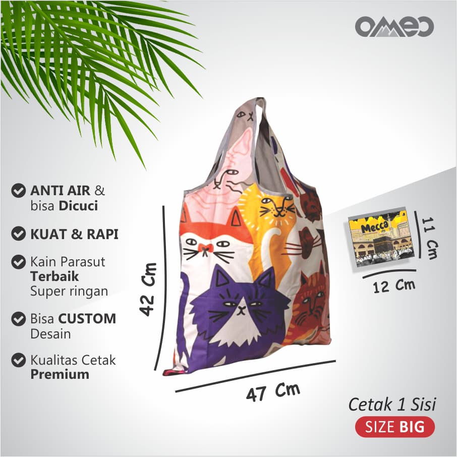 Tas Belanja Lipat / Shopping Bag Full Printing Limited Edition size BIG KUCING OMEO TB  45