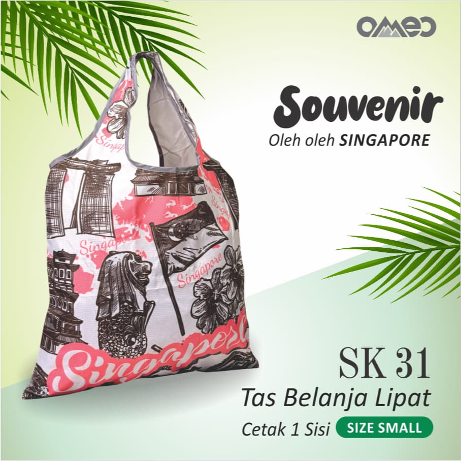OMEO Tas Belanja Lipat Shopping Bag Motif Singapore Size Small Limited SK 31