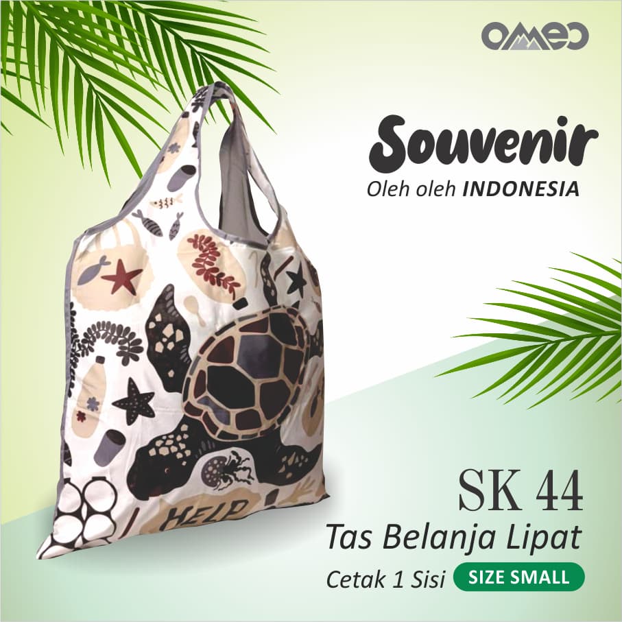 OMEO Tas Belanja Lipat Shopping Bag Motif Penyu Kura-Kura Size SMALL SK 44