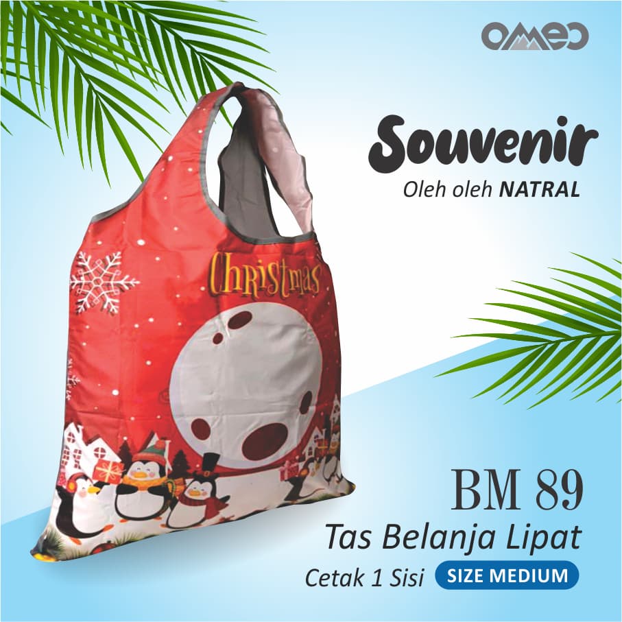 Shopping Bag Lipat Tas Belanja Totebag Lipat Full Printing Waterproof Medium CHRISTMAS OMEO BM 89