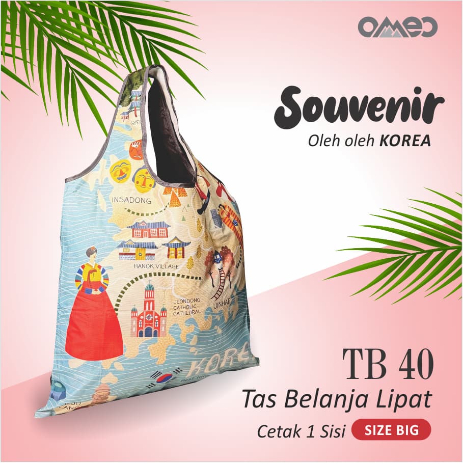 Tas Belanja Lipat Shopping Bag Totebag Lipat Full Printing KOREA Limited Edition size BIG OMEO TB 40