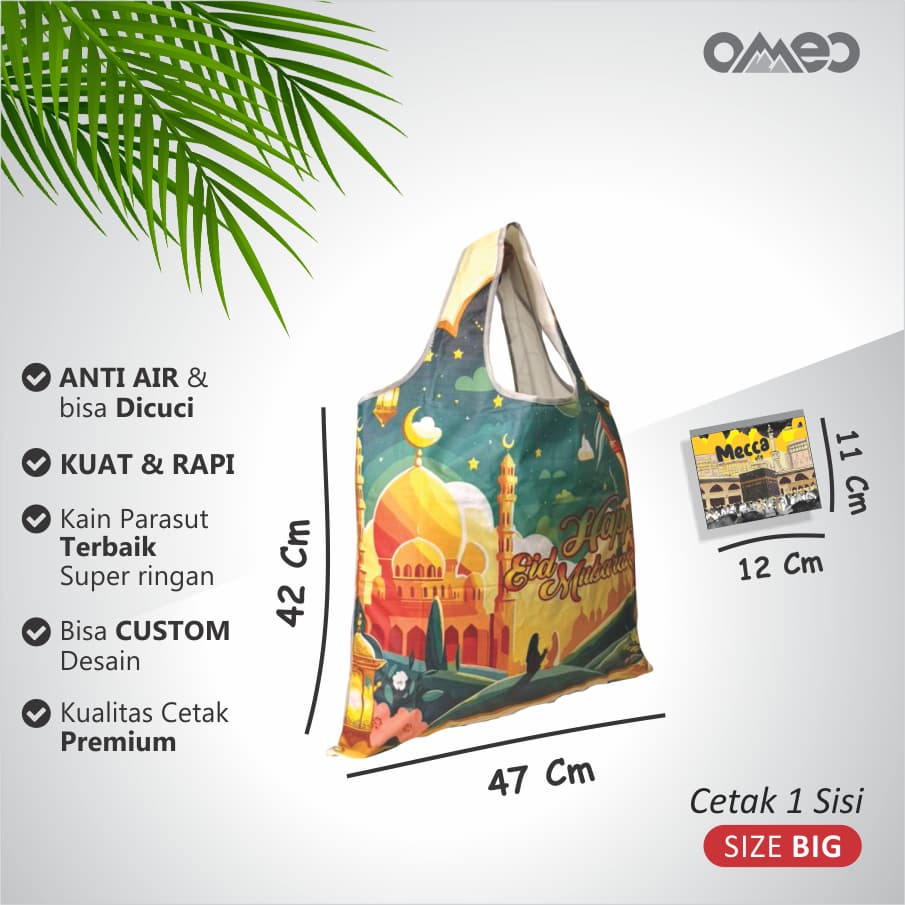 Tas Belanja Lipat / Shopping Bag Full Ptinting EDISI LEBARAN IDUL FITRI size BIG OMEO TB 105
