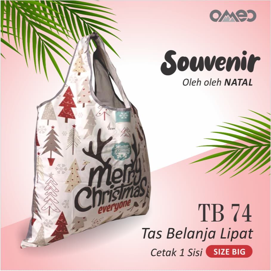 Tas Belanja Lipat / Shopping Bag Full Printing Merry Christmas Limited Edition size BIG OMEO TB 74