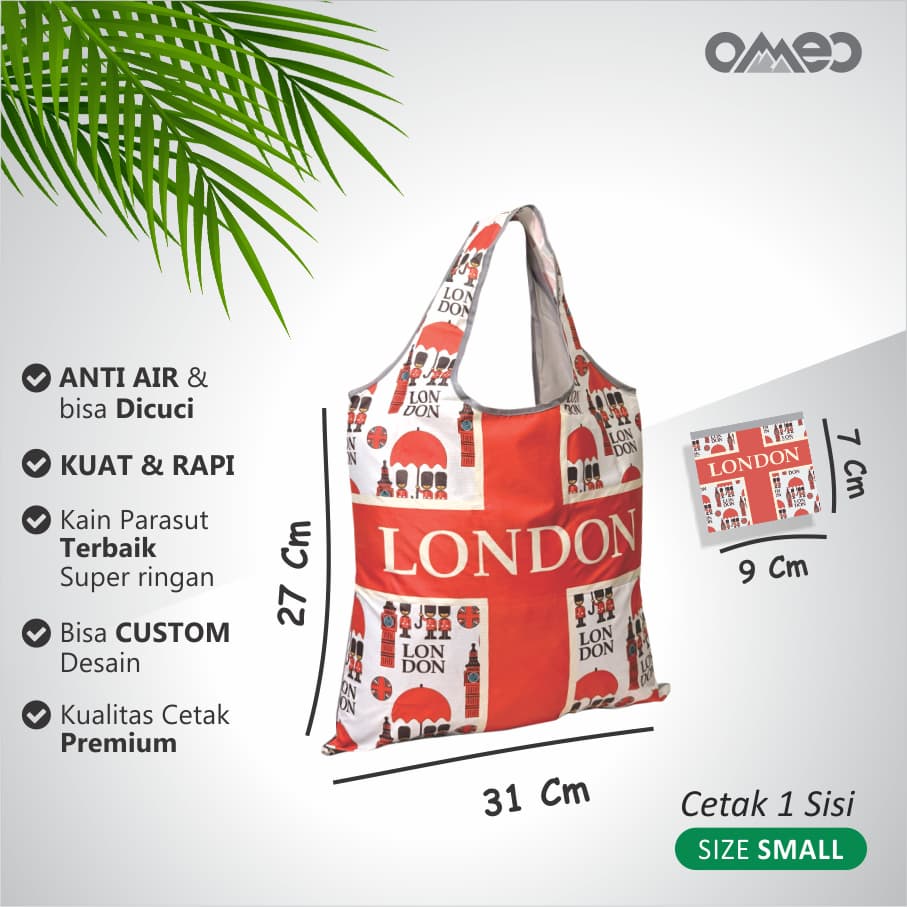 Shopping Bag Lipat Totebag Lipat Souvenir London INGGRIS Size Small OMEO SK 56