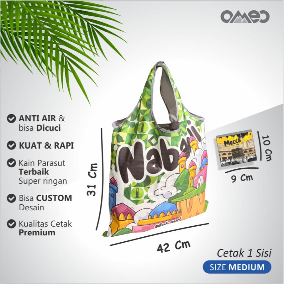 Oleh Oleh HAJI dan UMROH Souvenir Tas Belanja Lipat Size Medium BM 112