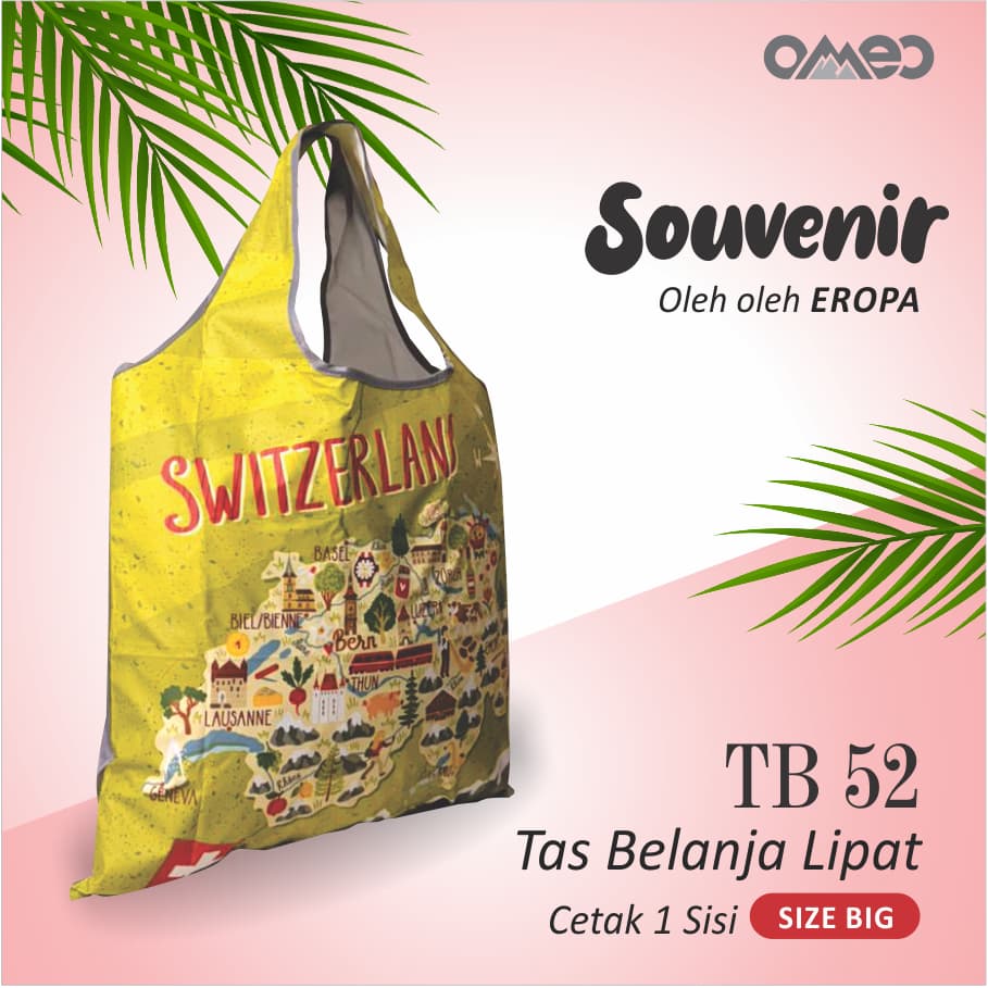 Tas Belanja Lipat / Shopping Bag Full Printing Limited Edition size BIG SWITZELAND OMEO TB 52