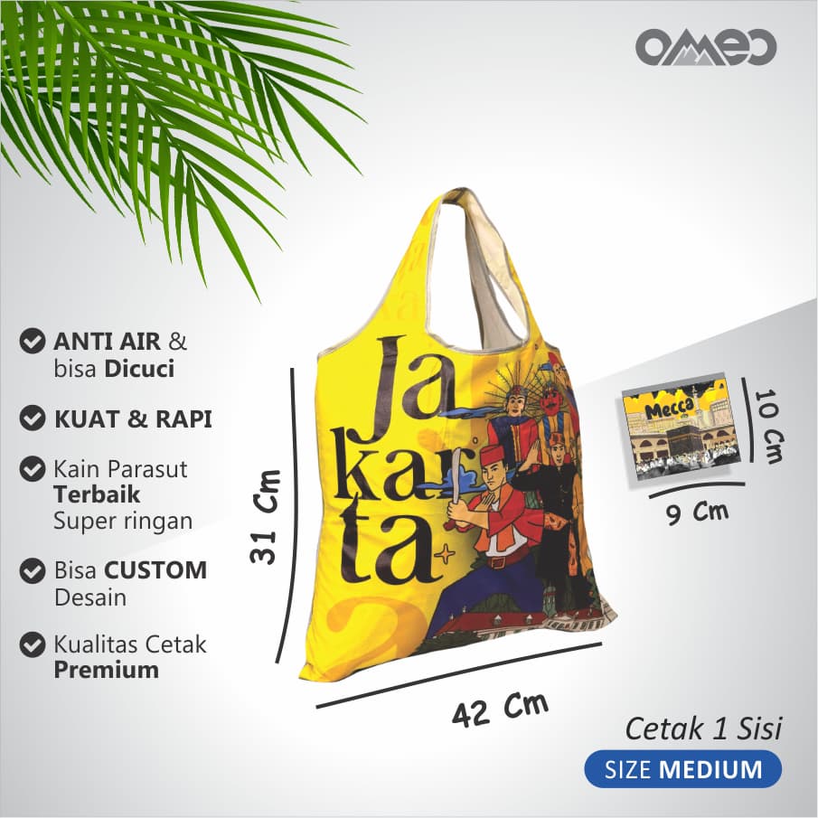 OMEO Tas Belanja Lipat Shopping Bag Motif Jakarta Size MEDIUM BM 59