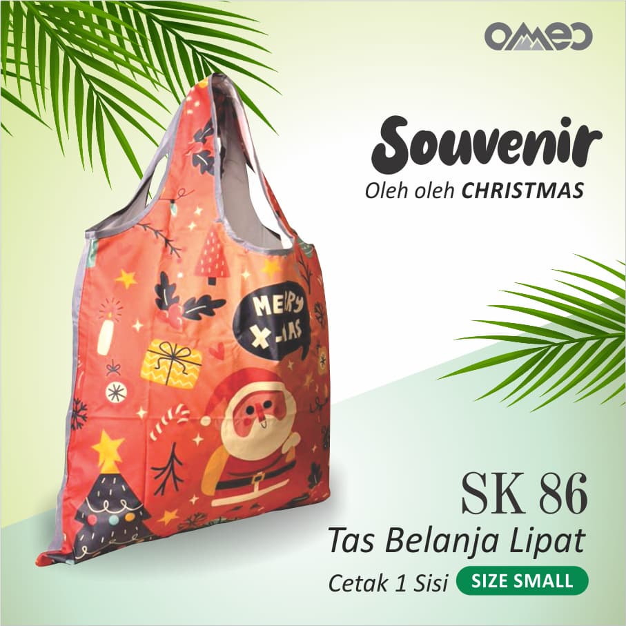 Shopping Bag Lipat Tas Belanja Totebag Lipat Full Printing Waterproof SMALL Limited Marry Christmas OMEO SK 86