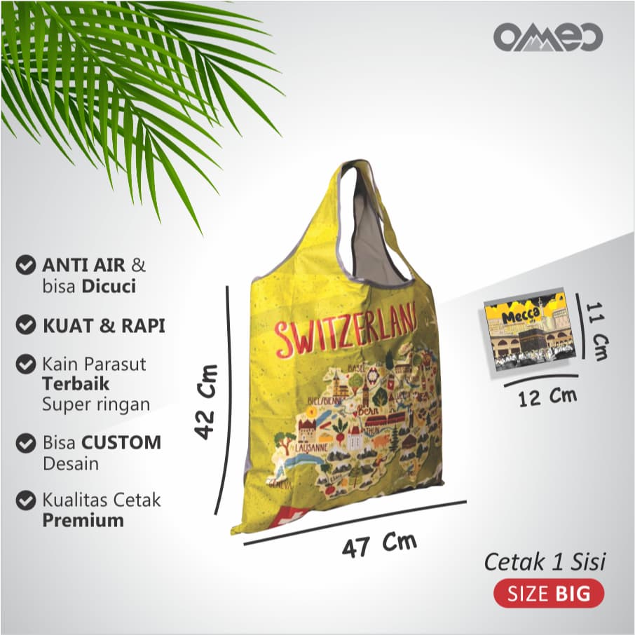 Tas Belanja Lipat / Shopping Bag Full Printing Limited Edition size BIG SWITZELAND OMEO TB 52