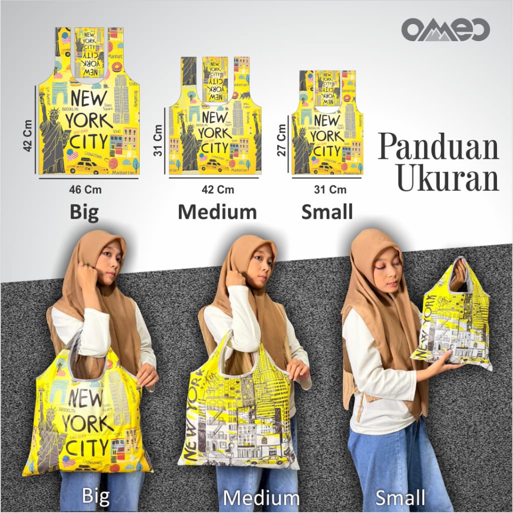 Tas Belanja Lipat / Shopping Bag Full Ptinting EDISI LEBARAN IDUL FITRI size SMALL OMEO SK 104