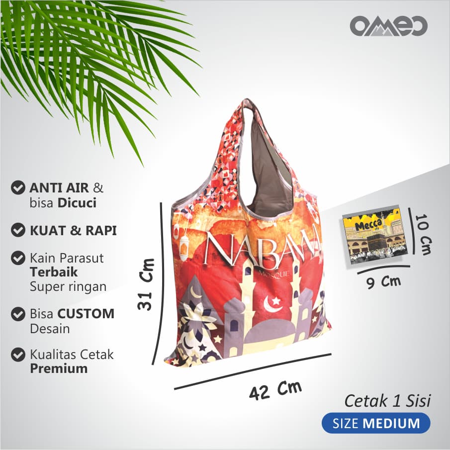 Oleh Oleh HAJI dan UMROH Souvenir Tas Belanja Lipat Size Medium BM 110