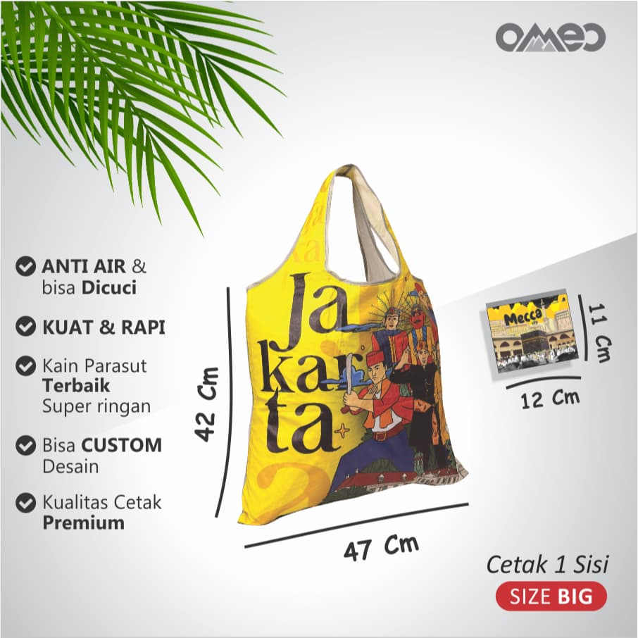 OMEO Tas Belanja Lipat Shopping Bag Motif Jakarta Size Big TB 59