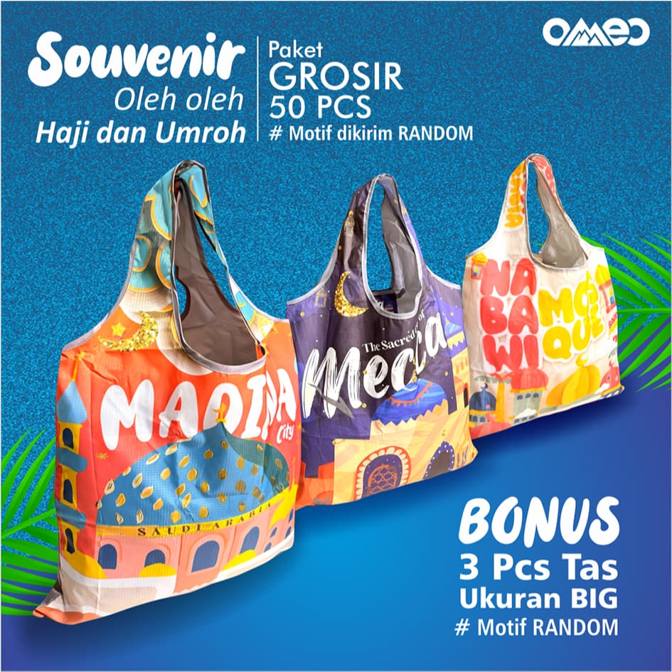 Oleh Oleh HAJI dan UMROH Souvenir Tas Belanja Lipat Paket GROSIR