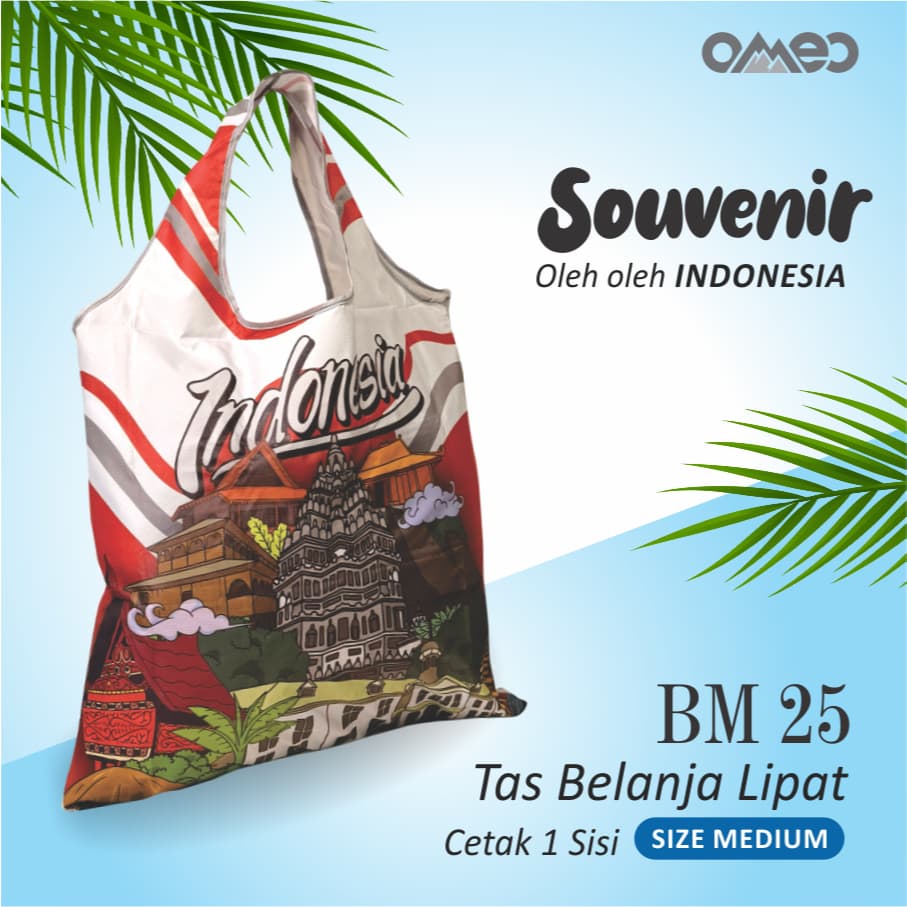 Tas Belanja Lipat Shopping Bag Totebag Full Printing INDONESIA Limited Edition size MEDIUM OMEO BM 25