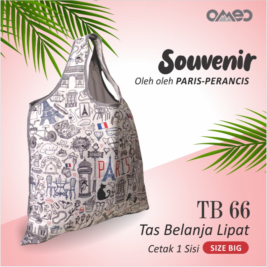OMEO Tas Belanja Lipat Shopping Bag Motif Paris Size Big TB 66