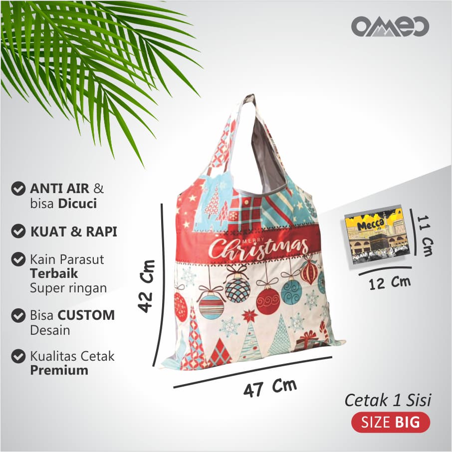 Tas Belanja Lipat / Shopping Bag Full Printing merry christmas Limited Edition size BIG CHRISTMAS OMEO TB 69