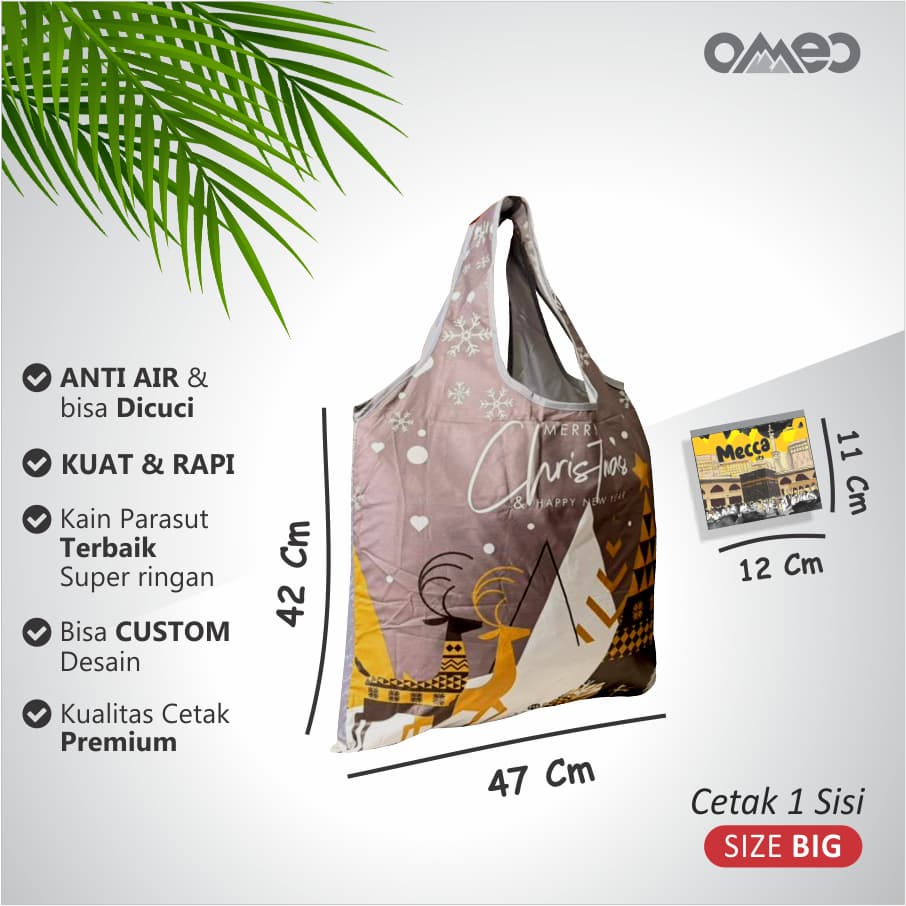 Tas Belanja Lipat / Shopping Bag Full Printing merry christmas Limited Edition size BIG CHRISTMAST OMEO TB 68