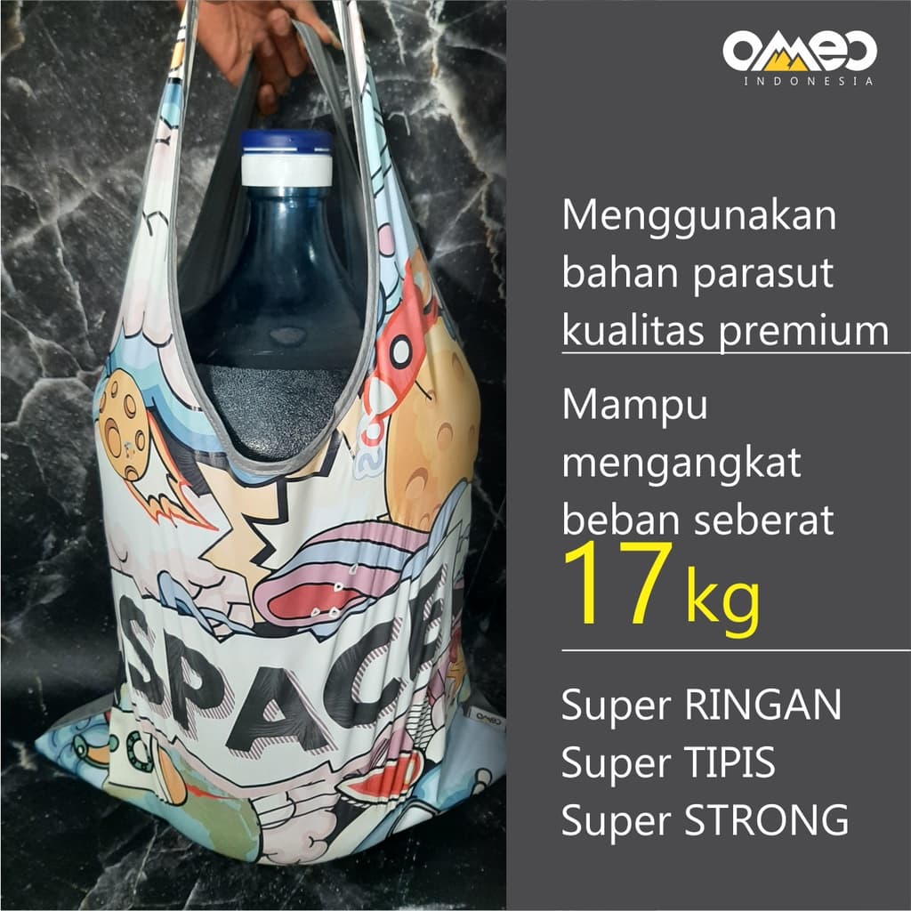 OMEO Tas Belanja Lipat Shopping Bag Custom Design Khusus Sample